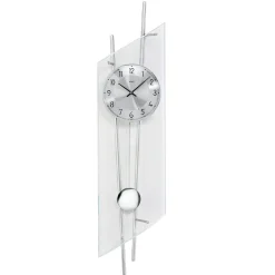 AMS F5200 Pendel-Funkwanduhr mit Metallgehäuse und facettiertem Mineralglas