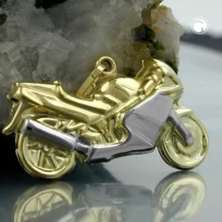 Anhänger 28mm Motorrad bicolor 9Kt GOLD