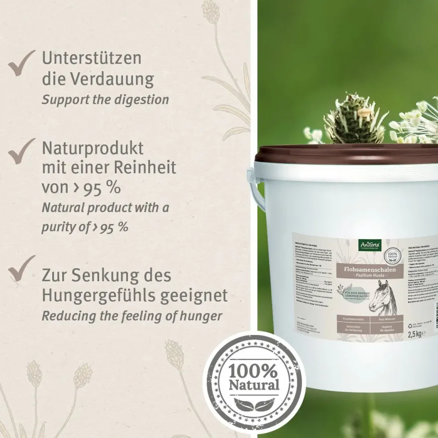 Aniforte Flohsamenschalen 2,5kg Sparpack Diät Verdauung Magen- Darm Pferde Ponys