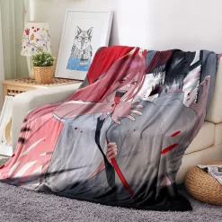 Anime Chainsaw Man Denji Makima Flannel Fleece Blanket Power Reze Decke Nap Quilt