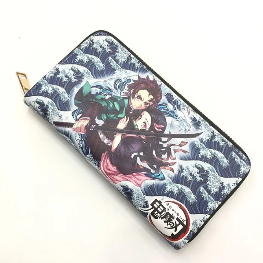 Anime Demon Slayer lange Ledertasche tragbare Geldbörsen Student Wallet#02