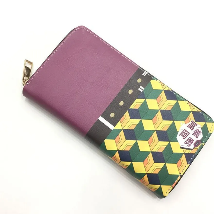Anime Demon Slayer lange Ledertasche tragbare Geldbörsen Student Wallet#02