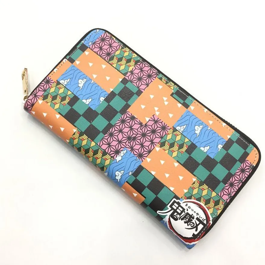 Anime Demon Slayer lange Ledertasche tragbare Geldbörsen Student Wallet#02