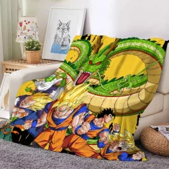 Anime Dragon Ball Flannel Fleece Blanket Son Goku Vegeta Decke Sofa Quilt 130x150cm