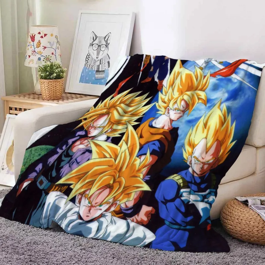 Anime Dragon Ball Flannel Fleece Blanket Son Goku Vegeta Decke Sofa Quilt 130x150cm