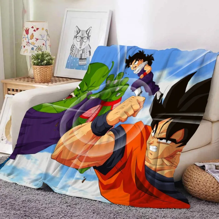 Anime Dragon Ball Flannel Fleece Blanket Son Goku Vegeta Decke Sofa Quilt 130x150cm