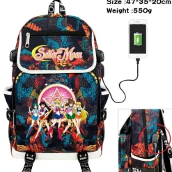 Anime Sailor Moon USB Rucksack Tsukino Damen Reise Backpack Schultaceh 47x35x20