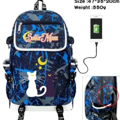 Anime Sailor Moon USB Rucksack Tsukino Damen Reise Backpack Schultaceh 47x35x20
