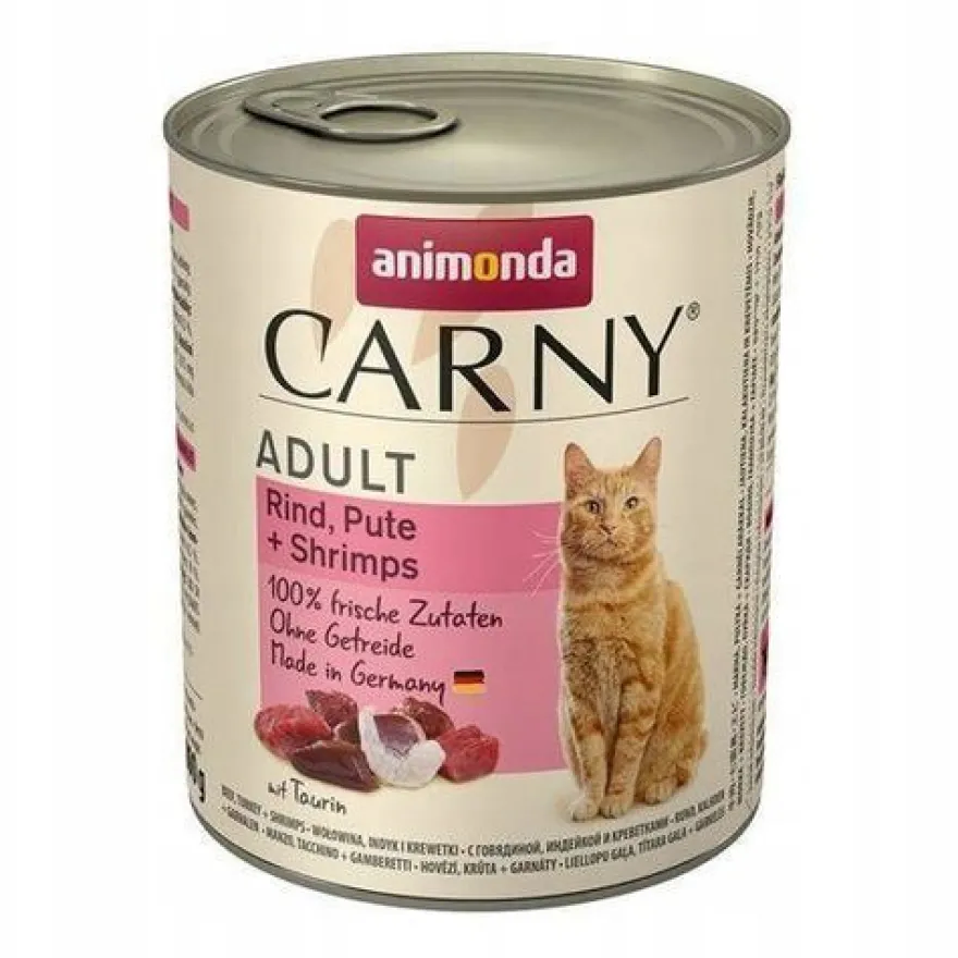 Animonda Carny Adult – Nassfutter für Katzen mit Rind, Pute und Garnelen, 6 × 800 g