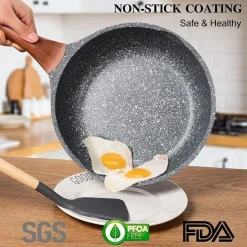 Antihaft Induktionspfanne 28cm Granit Beschichtung Holzgriff