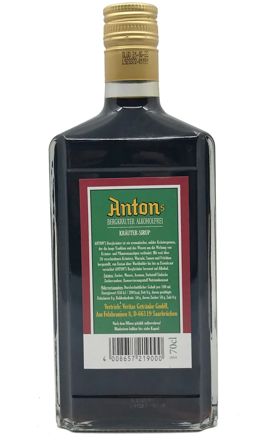 Antons Bergkräuter Kräutersirup 0,7l alkoholfreier Kräuterlikör