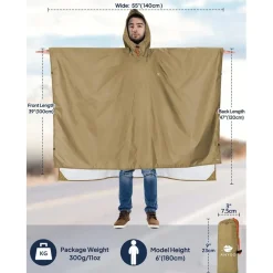ANYOO Leichter Wasserdichter Regenponcho mit Kapuze - Wiederverwendbar