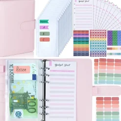 ANYUKE Budget Binder Deutsch mit Geldumschlägen Macaron Rosa