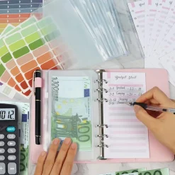 ANYUKE Budget Binder Deutsch mit Geldumschlägen Macaron Rosa