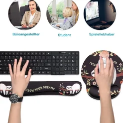 Aoksunova Ergonomisches Mauspad & Tastatur Handballenauflage Set mit Gelkissen