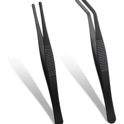 AOZUO Gebogene und Gerade Pinzetten Set 14cm Edelstahl Rutschfest