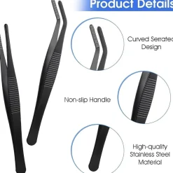 AOZUO Gebogene und Gerade Pinzetten Set 14cm Edelstahl Rutschfest