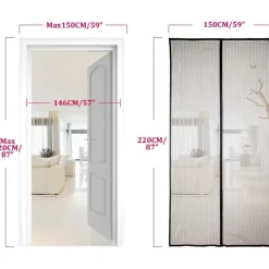 Apalus Magnet Fliegengitter Tür 150x220cm - Insektenschutz für Balkon, Keller