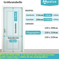 Apalus Prime Fliegengitter Tür für Balkontüren, 120x210cm, Schwarz - Stärkere