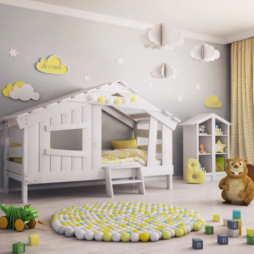 APART CHALET Kinderbett, Spielbett, Jugendbett, Spielhaus, massive Kiefer