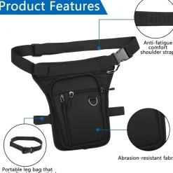 Apomoons Schwarz Beintasche Motorrad, wasserdichte Oberschenkeltasche