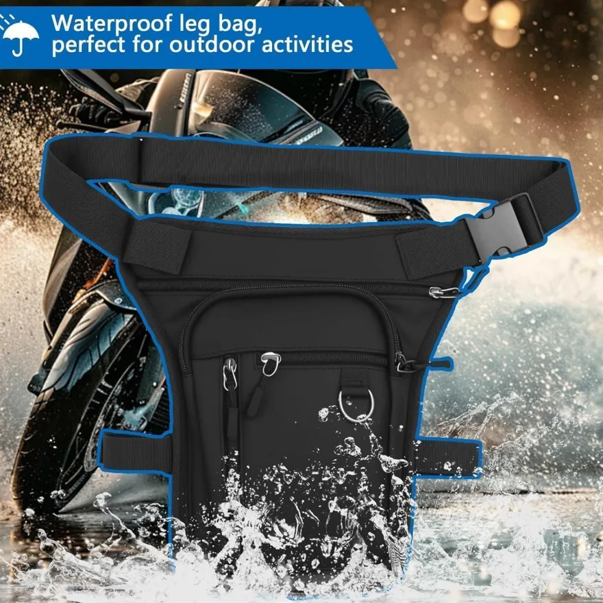 Apomoons Schwarz Beintasche Motorrad, wasserdichte Oberschenkeltasche