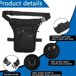Apomoons Schwarz Beintasche Motorrad, wasserdichte Oberschenkeltasche