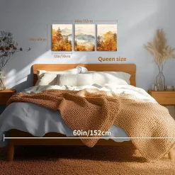 Aquarell Gold Wald Leinwand Bilder Set Wohnzimmer 30cm x 40cm x 3
