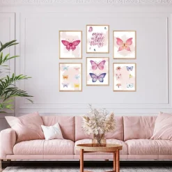 Aquarell Schmetterling Wandbilder Motivationszitate Dekor 20x25 cm 6er Set