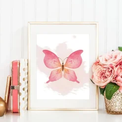 Aquarell Schmetterling Wandbilder Motivationszitate Dekor 20x25 cm 6er Set