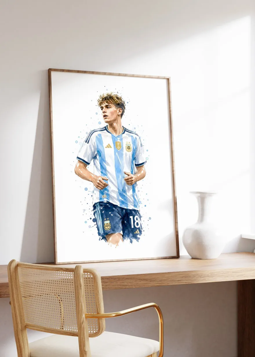 Argentinien Fußball Poster · Geschenkidee · Aquarell Sport Wandbild · Deko Pr