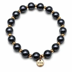 Armband elastisch Anthrazitgrau mit Goldfarben in 2 Größen