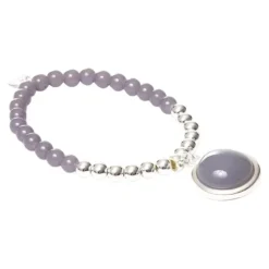Armband elastisch Filigran Anhänger Rosa Grau Silberfarben Elegant Biba