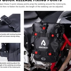 Armourain Motorrad Sturzbügel Seitentasche 6L TPU Wasserdicht mit Schultergurt