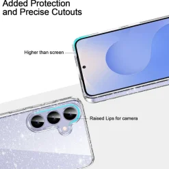 AROYI 3-in-1 Klar Glitzer Hülle für Samsung Galaxy S25 FE 5G mit 2 HD