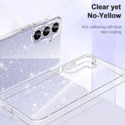 AROYI 3-in-1 Klar Glitzer Hülle für Samsung Galaxy S25 FE 5G mit 2 HD