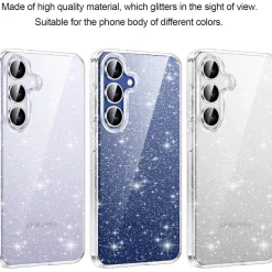 AROYI 3-in-1 Klar Glitzer Hülle für Samsung Galaxy S25 FE 5G mit 2 HD