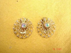 Art Deco filigrane Ohrclips filigran goldglitzernd funkelnder Strass Clips Z p