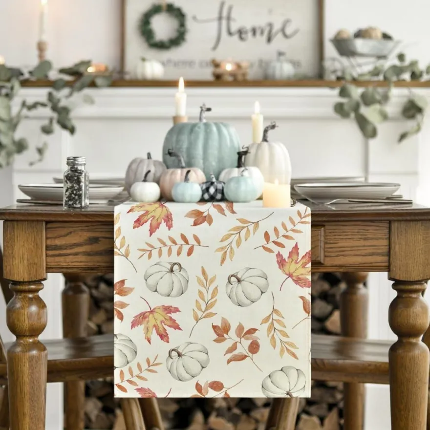 Artoid Mode Orange Kürbis Blätter Herbst Tischläufer 40x180 cm Party Dekor