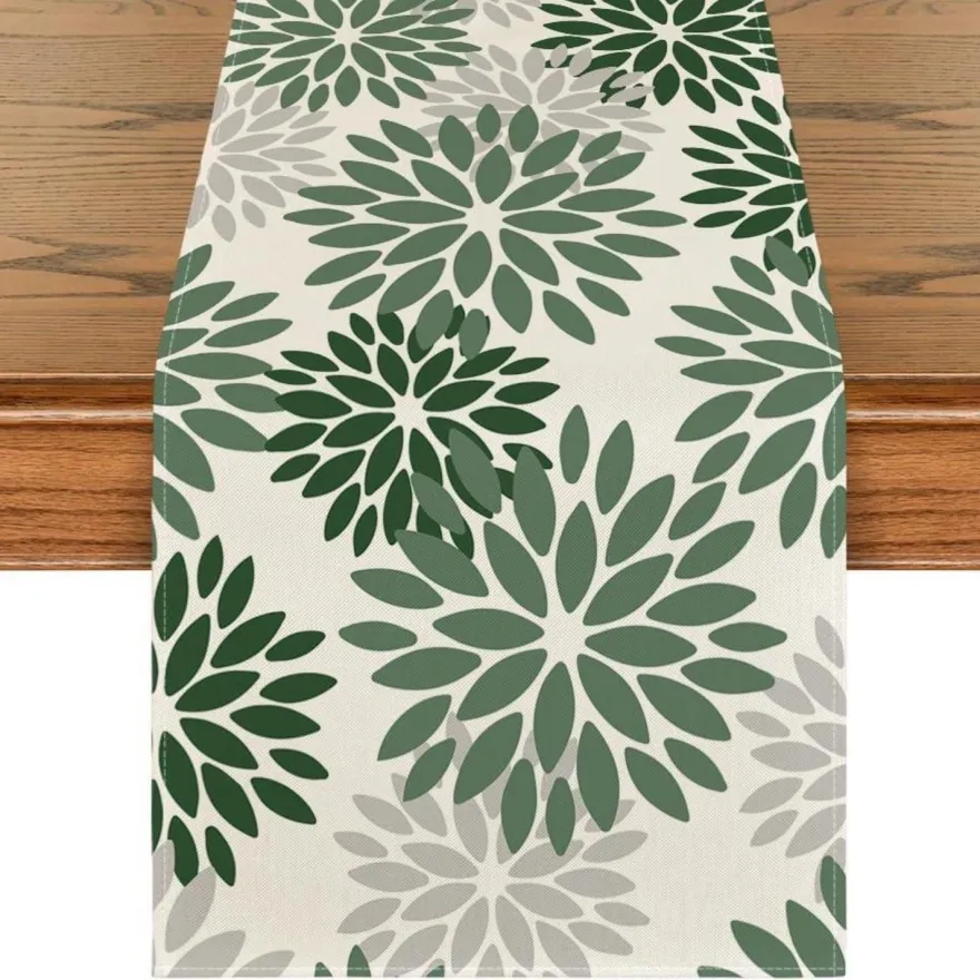 Artoid Mode Tischläufer Blumen Wald Grün Dahlien Sommer 40x140 cm