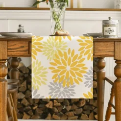 Artoid Mode Tischläufer Blumen Gelb Dahlien Sommer Küche Tisch Dekoration
