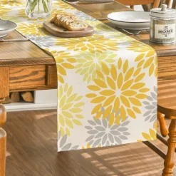 Artoid Mode Tischläufer Blumen Gelb Dahlien Sommer Tischdeko Küche Party Urlaub