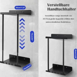 Asdsed Handtuchhalter ohne Bohren, ausziehbar mit Ablage, selbstklebend für das