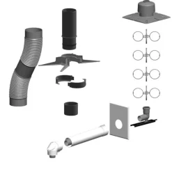 Atec Abgassystem Schacht flexibles Abgasrohr DN 80 12,5 m Grundpaket Montageset