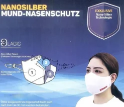Atemschutzmaske Nanosilber Mundschutz Maske neu 3 Lagig 30 x Waschbar