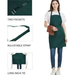 atopo 4x Wasserdichte Kochschürze Schwarz mit 2 Taschen und verstellbarem
