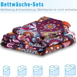 ATsense Renforcé Bettwäsche 200x200 cm, 3-teilig, Baumwolle, Bunt, ÖkoTex