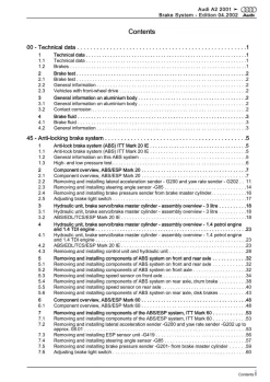 Audi A2 type 8Z 1999-2005 brake systems repair workshop manual eBook pdf