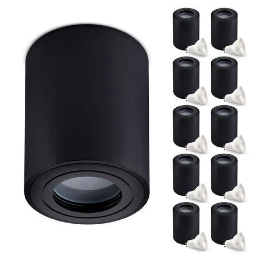 Aufbauspot Aquarius Deckenleuchte Runde Form Farbe Schwarz Aluminium IP44