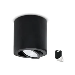 Aufbauspot OH36 Deckenleuchte RUND Farbe Schwarz Deckenstrahler Aluminium IP20 LED